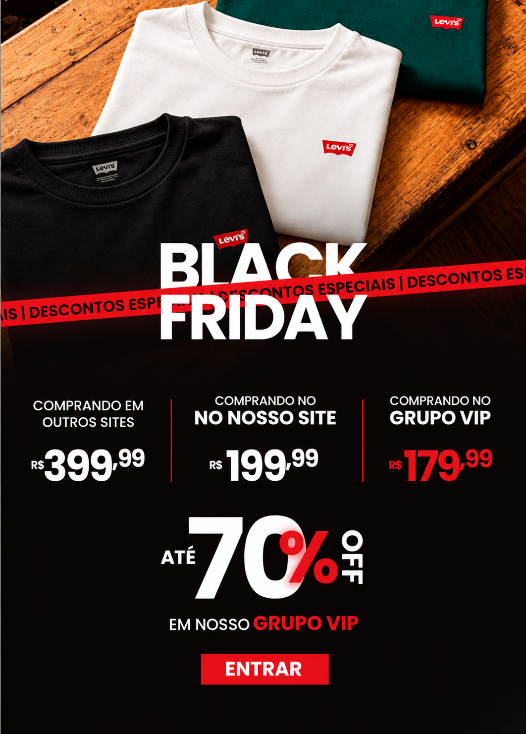 Black Friday Outlet 4U: comprando em outros sites R$ 399,99, no nosso site R$ 199,99, no Grupo VIP R$ 179,99. Até 70% off em nosso Grupo VIP.