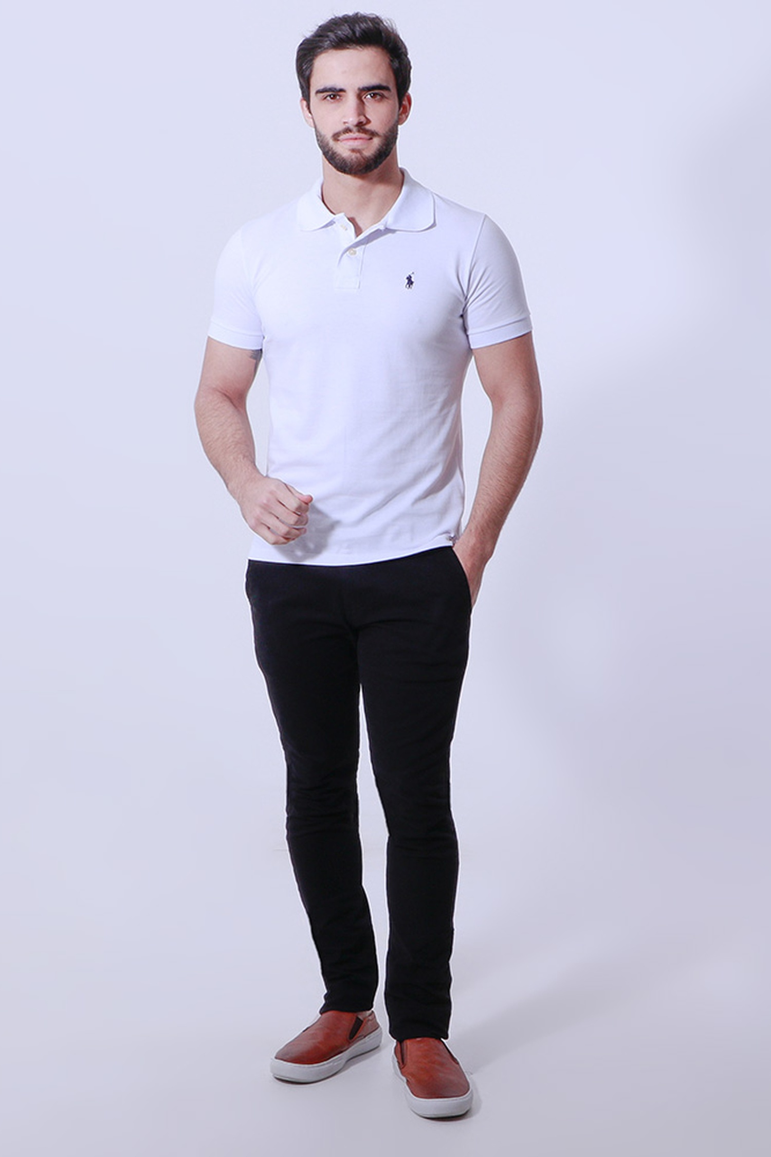POLO RALPH LAUREN ブラック SLIM FIT 1枚　白 Polo Ralph Lauren Masculina Custom Slim Fit Piquet