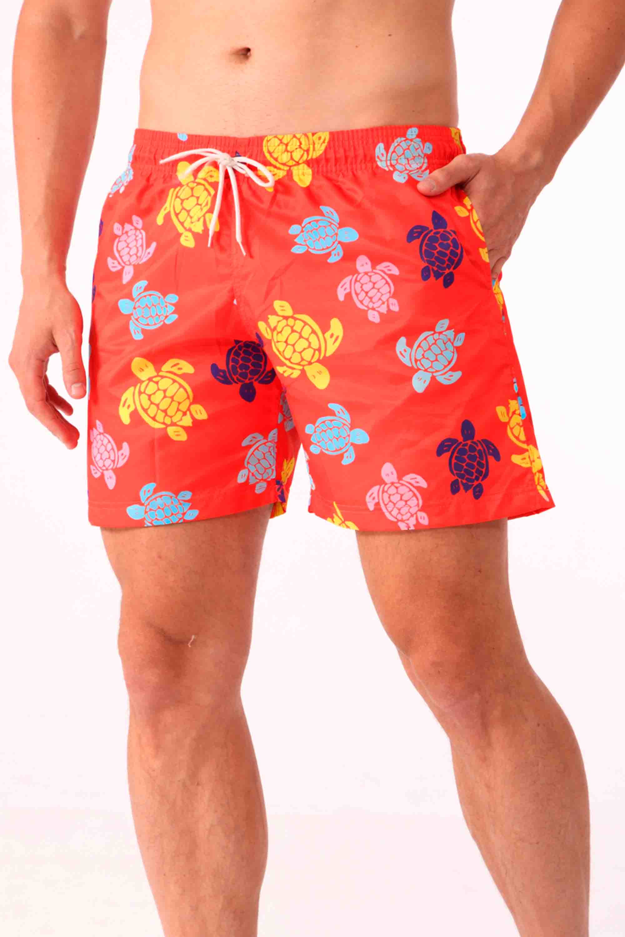 Shorts Diskay Praia Tartaruga Aquarela Laranja | Outlet4u